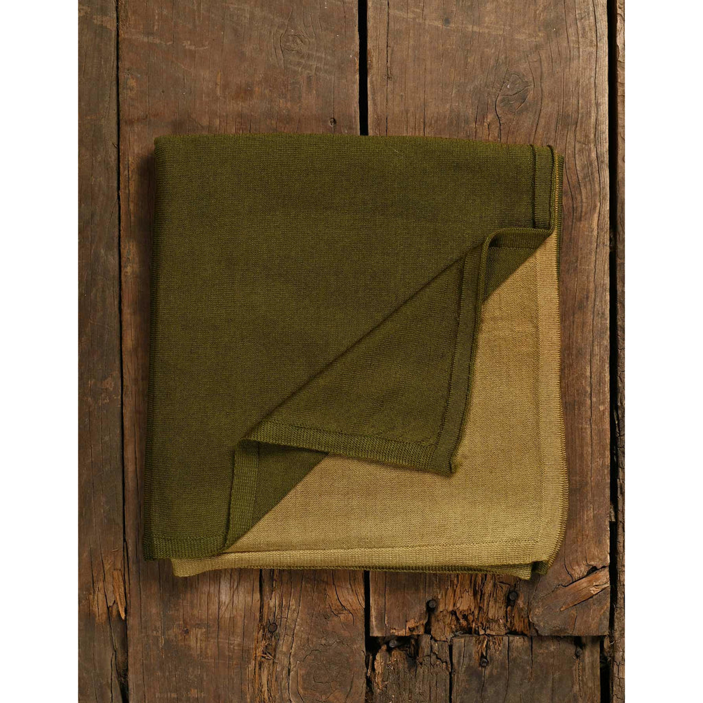 Soldier Green/Mustard Merino Wool Scarf - Ombre design