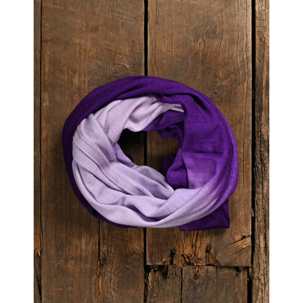Merino wool Scarf - Eggplant/Lavender  Ombre design