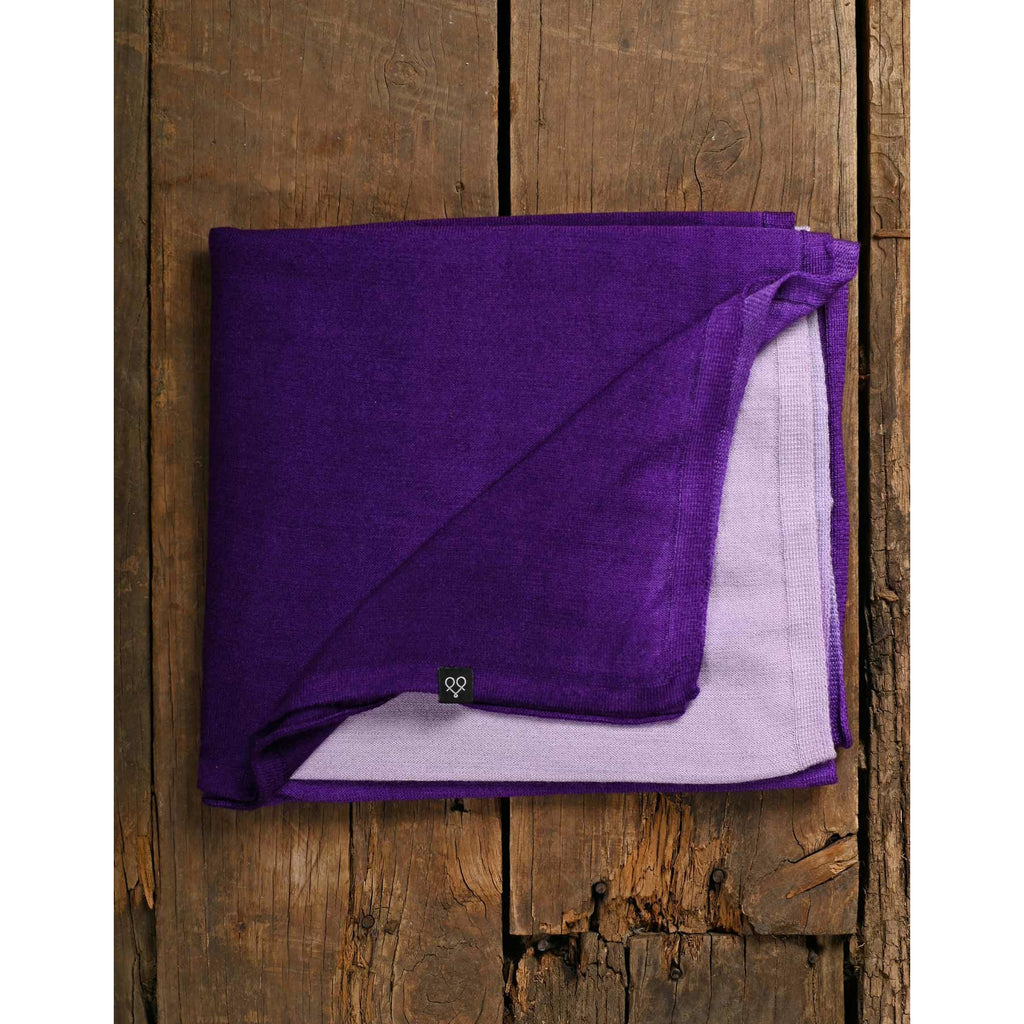 Merino wool Scarf - Eggplant/Lavender  Ombre design