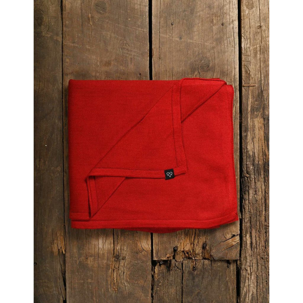 folded Scarlet red merino wool scarf - Love Merino
