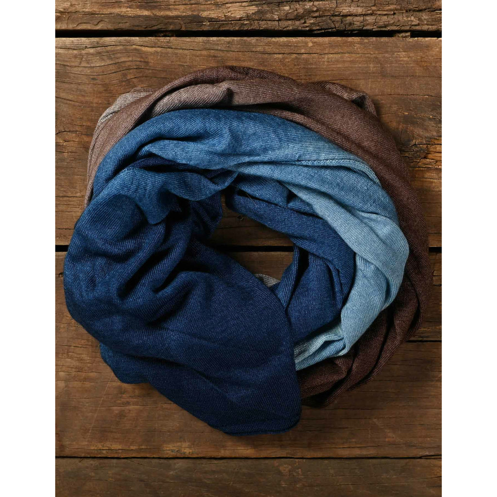 Prussian Blue/Chocolate Merino wool Scarf - Ombre design