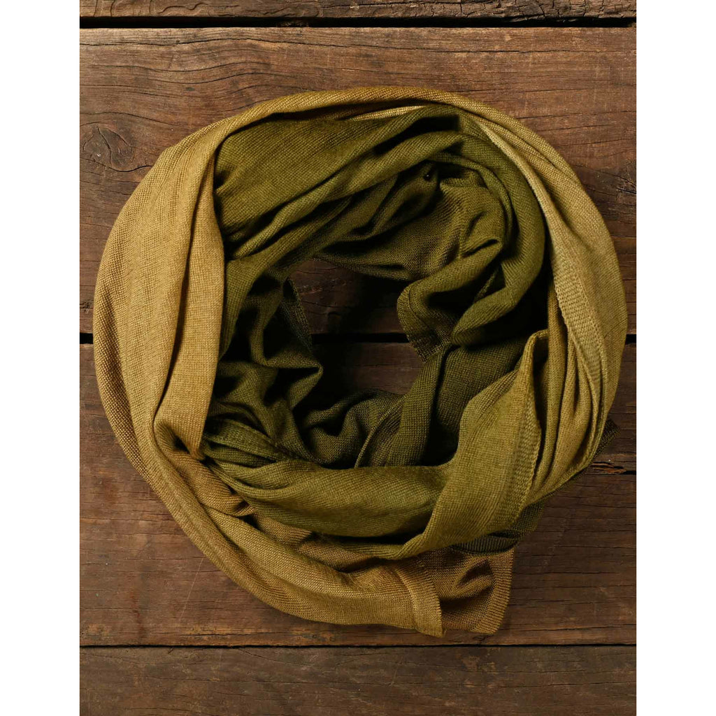 Soldier Green/Mustard Merino Wool Scarf - Ombre design