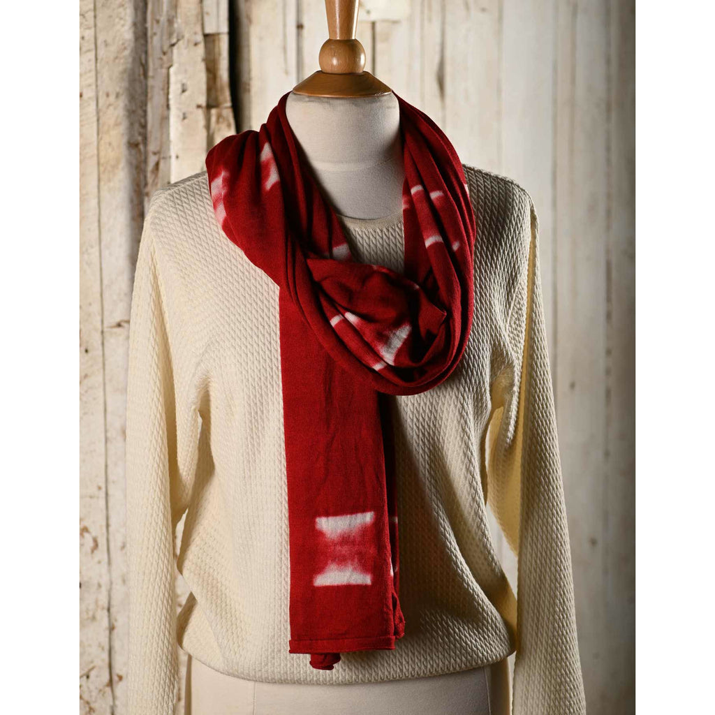 Love Merino Wool Scarf Shibori Scarlet 