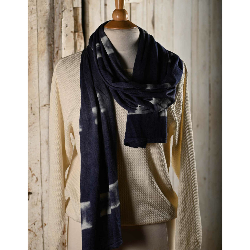 Prussian Blue Merino Wool Scarf - Kangaroo Paw design