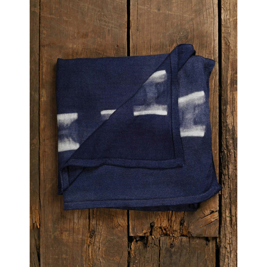 Prussian Blue Merino Wool Scarf - Kangaroo Paw design