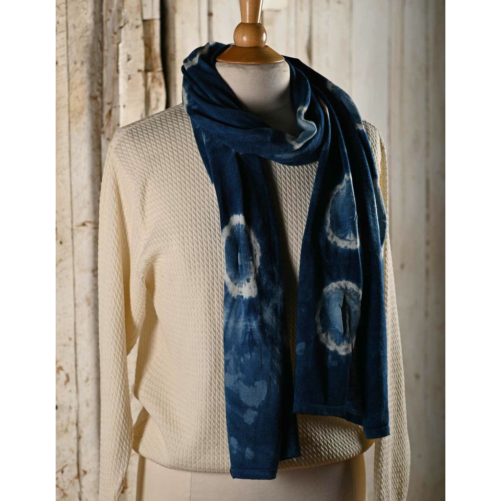 Prussian Blue Merino Wool Scarf - River Pebbles