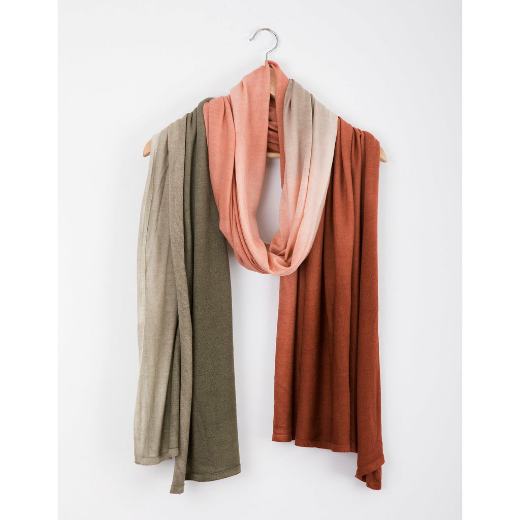 Ombre Scarf - Burnt Orange/Gum Tree Green - 100% Fine Merino Wool-Love Merino